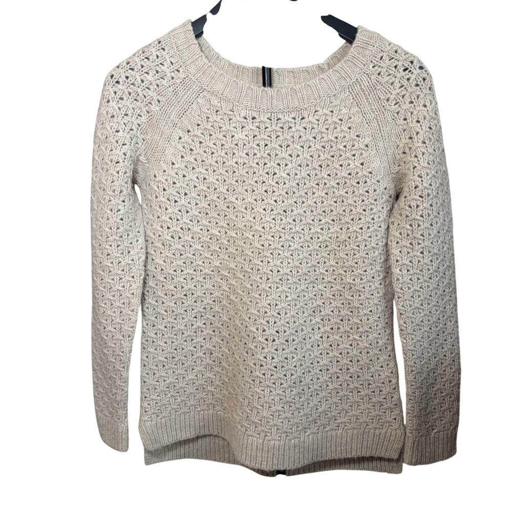 Banana Republic Italian yarn wool alpaca blend fisherman oatmeal sweater  Sz XS